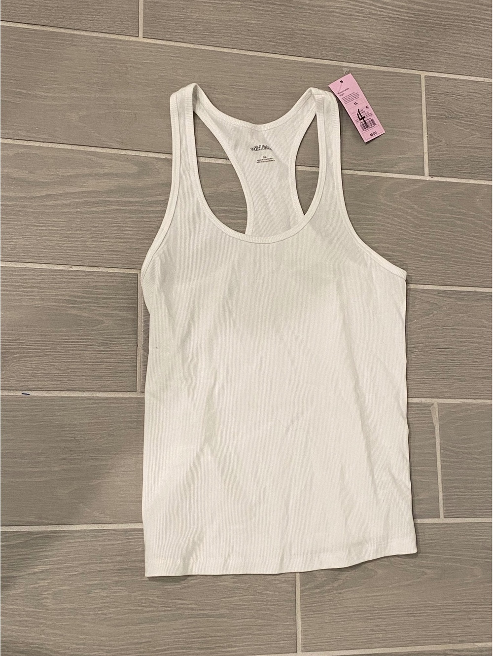 Wild Fable White Ribbed Racerback Tank Top XL